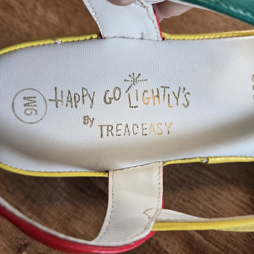 Vintage Vibrant Happy Go Lightlys By Treadeasy Multicolor Women's Sandals Size 9 - Picture 3 of 7